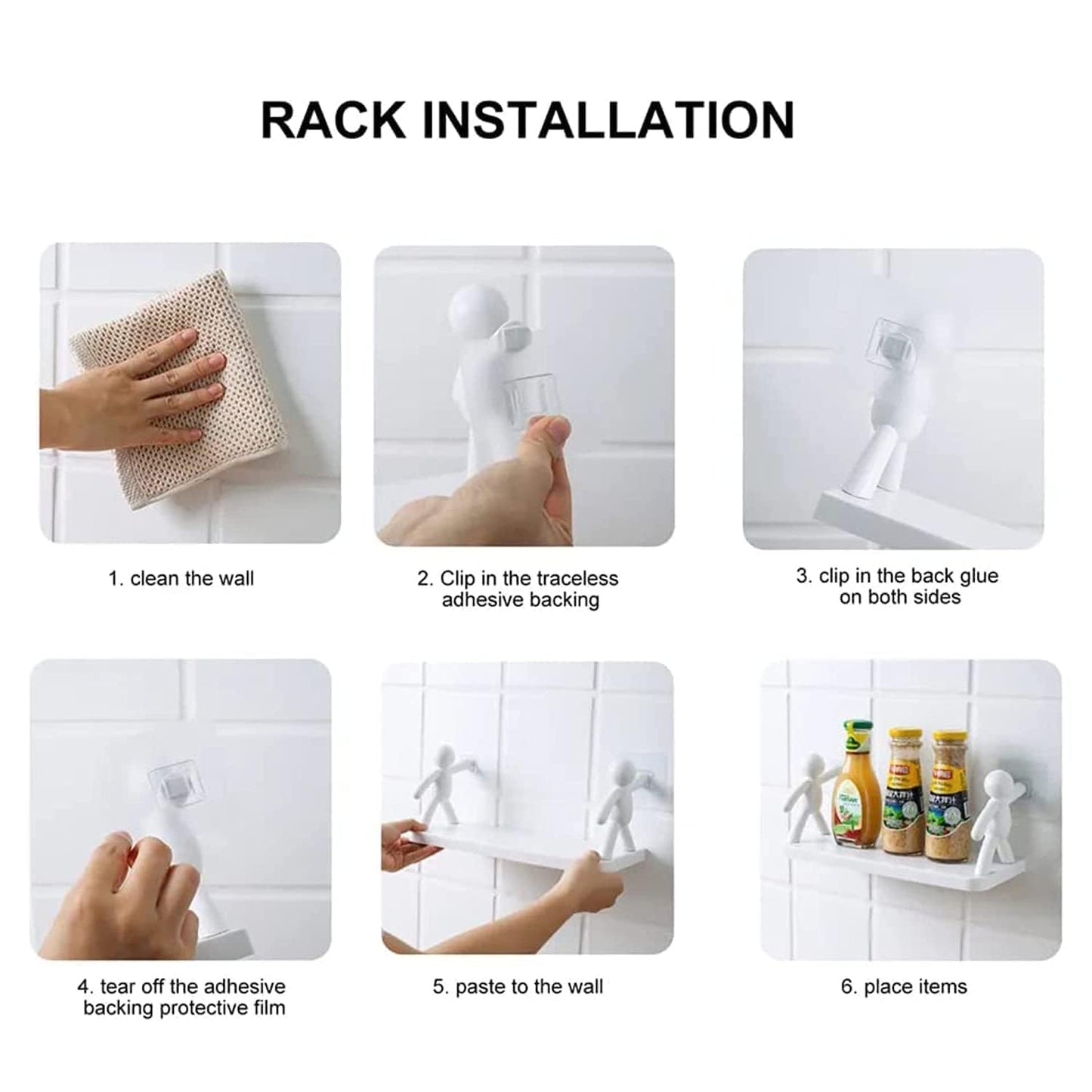 White Wall-Mount Storage Shelf - Waterproof Bathroom Organizer