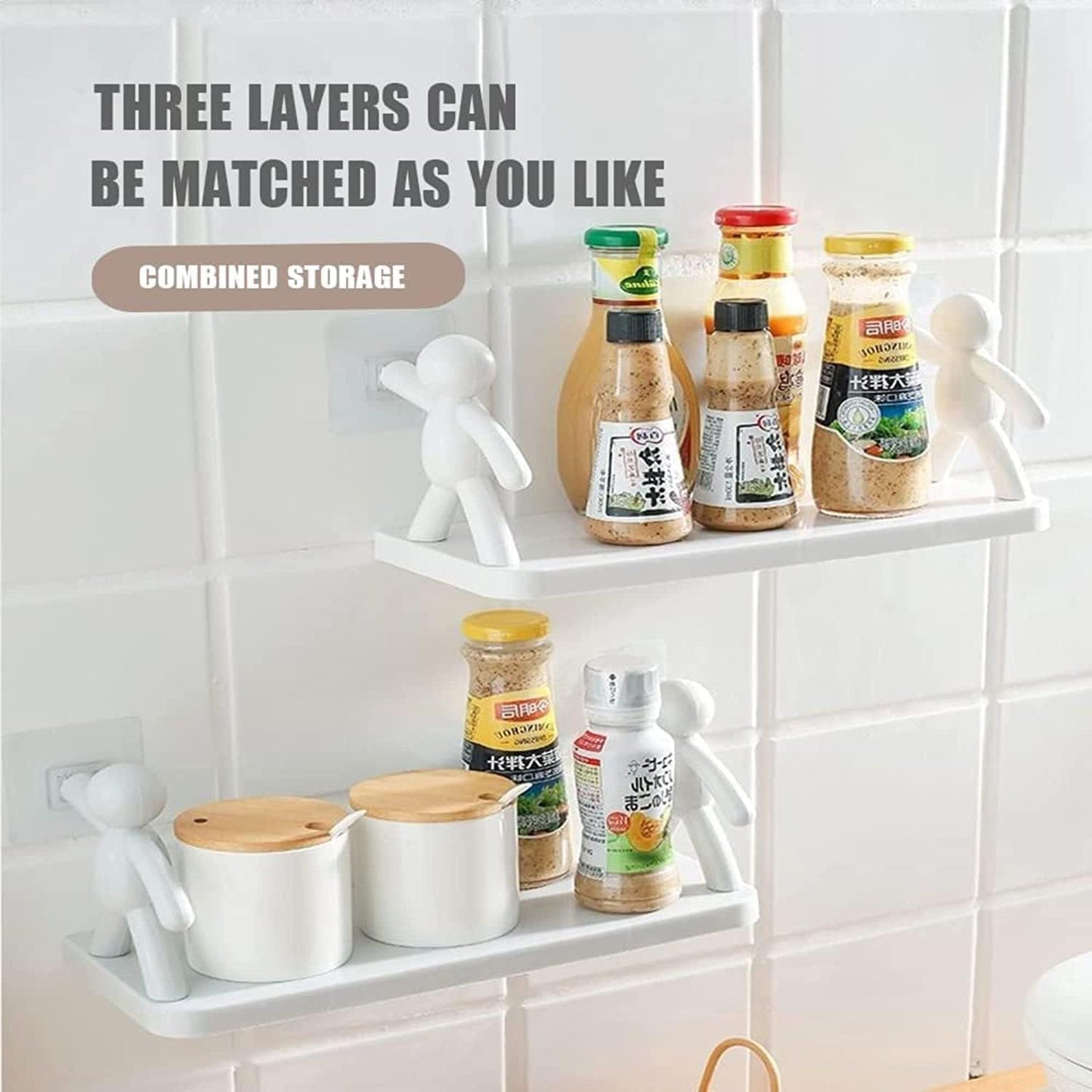 White Wall-Mount Storage Shelf - Waterproof Bathroom Organizer