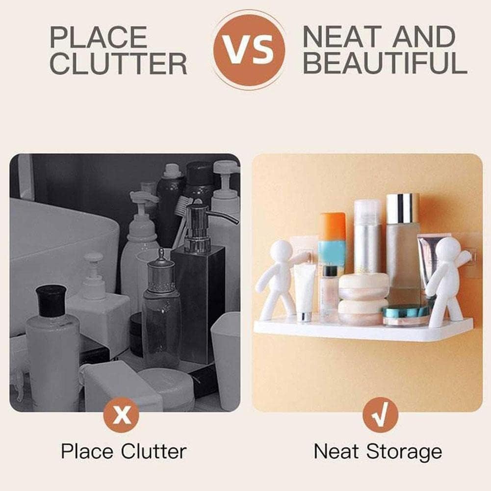 White Wall-Mount Storage Shelf - Waterproof Bathroom Organizer