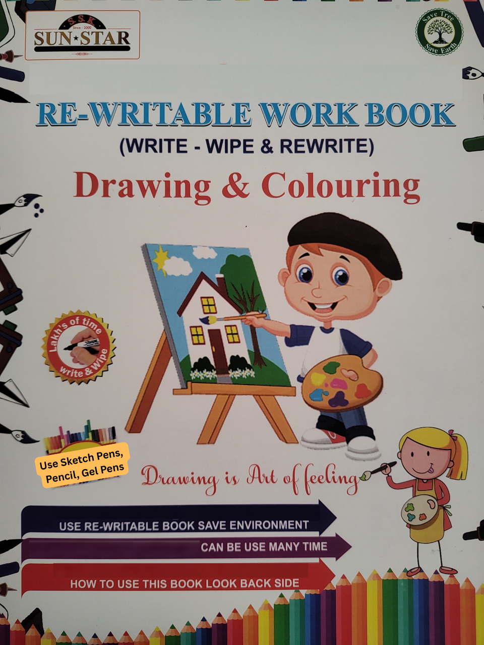 Magic Re-Writable Books 4-in-1 Combo: Kannada + English + Maths + Drawing