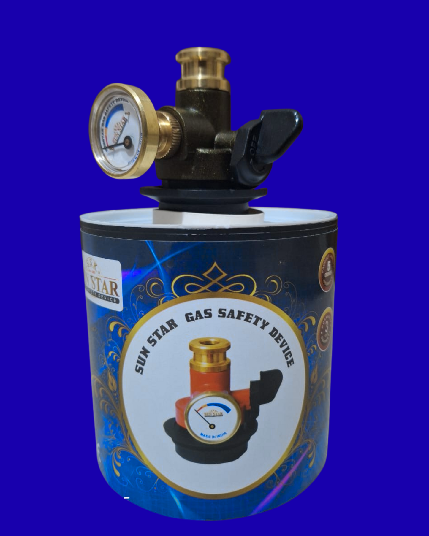 Automatic Gas Double Safety Device for LPG Cylinders with Auto Shut-Off & Leak Detection