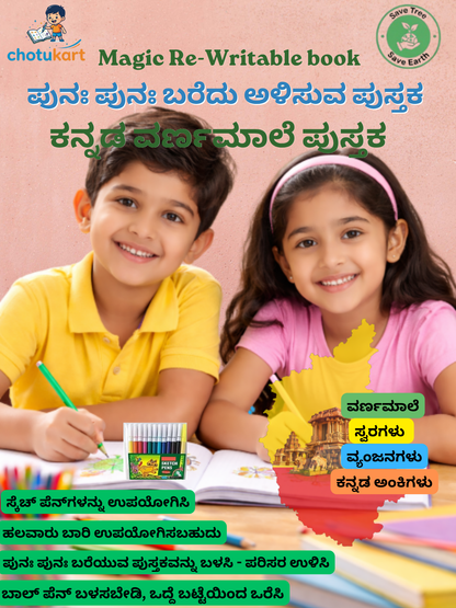 Magic Re-Writable Books 3 Combo: Kannada + English + Maths