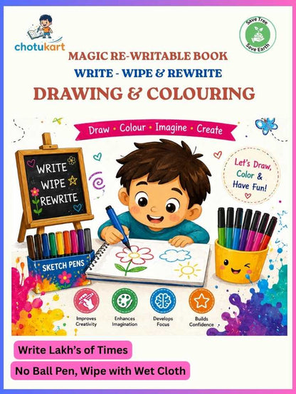 Magic Re-Writable Books 4 Combo: Kannada + English + Maths + Drawing