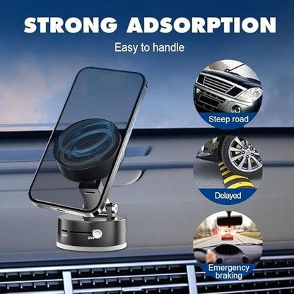 Vacuum Magnetic Phone Holder - 360° Rotatable Mount for India