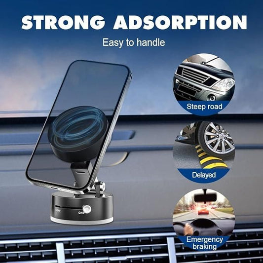 Vacuum Magnetic Phone Holder - 360° Rotatable Mount for India