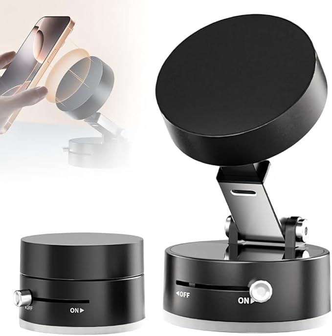 Vacuum Magnetic Phone Holder - 360° Rotatable Mount for India