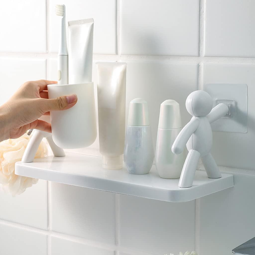 White Wall-Mount Storage Shelf - Waterproof Bathroom Organizer