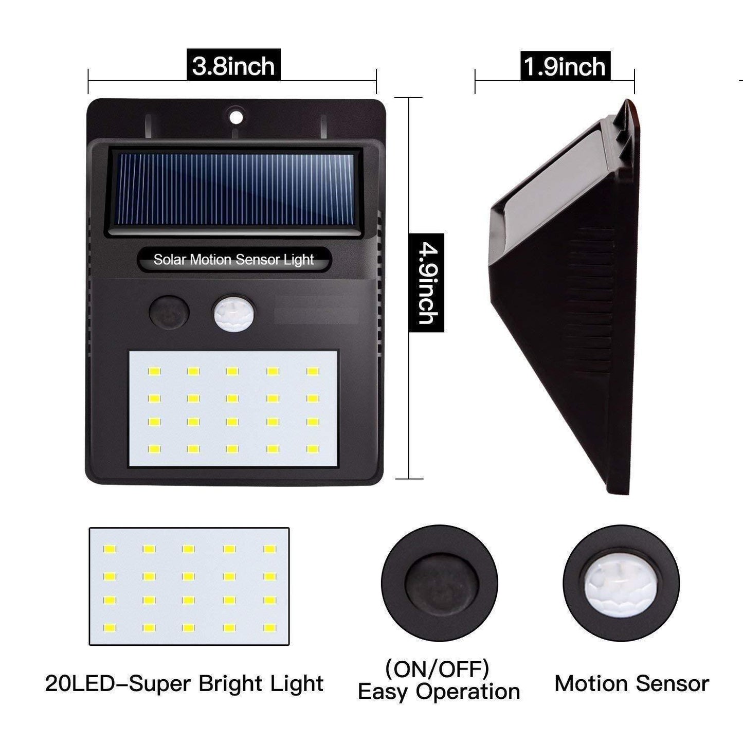 Solar LED Light - 20 Bright LEDs with Motion Sensors for India