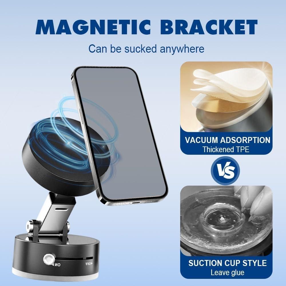 Vacuum Magnetic Phone Holder - 360° Rotatable Mount for India