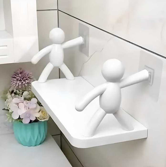 White Wall-Mount Storage Shelf - Waterproof Bathroom Organizer
