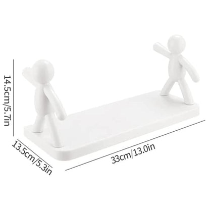 White Wall-Mount Storage Shelf - Waterproof Bathroom Organizer