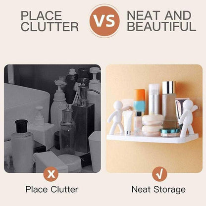 White Wall-Mount Storage Shelf - Waterproof Bathroom Organizer