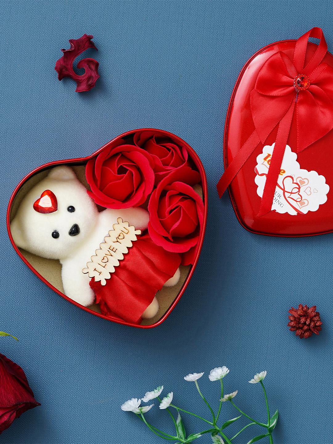 Bear Rose Gift Box - Romantic Teddy Bear Gift with Roses