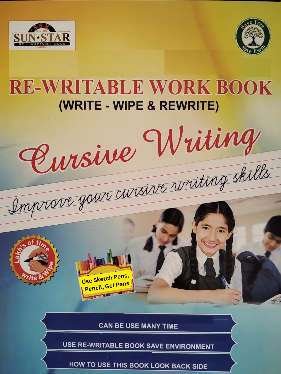 Magic Re-Writable books Kannada Kagunita, English Cursive Writing and Maths COMBO: Handwriting & Learning Skills Improvement