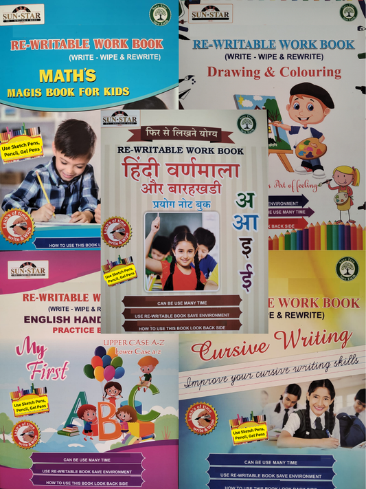 Magic Rewriteable Books for Kids - Bundle of 5