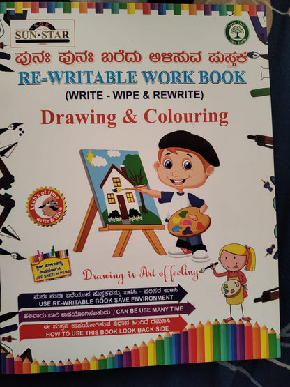 Magic Re-Writable Drawing and Coloring Book – Write UNLIMITED, Wipe & Learn Forever